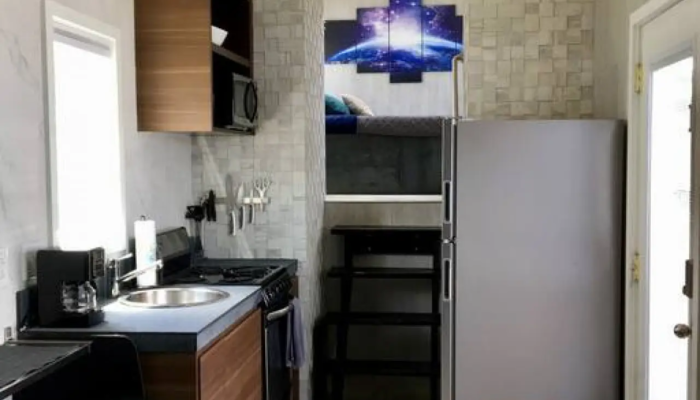 The Galaxy Tiny House Living Kitchen area The Galaxy Tiny House Living Kitchen area