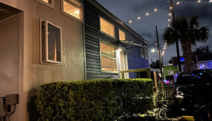 The Galaxy Tiny House Lakefront at Night The Galaxy Tiny House Lakefront at Night