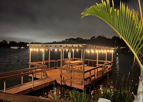 Tiny Town main Dock at night Tiny Town main Dock at night