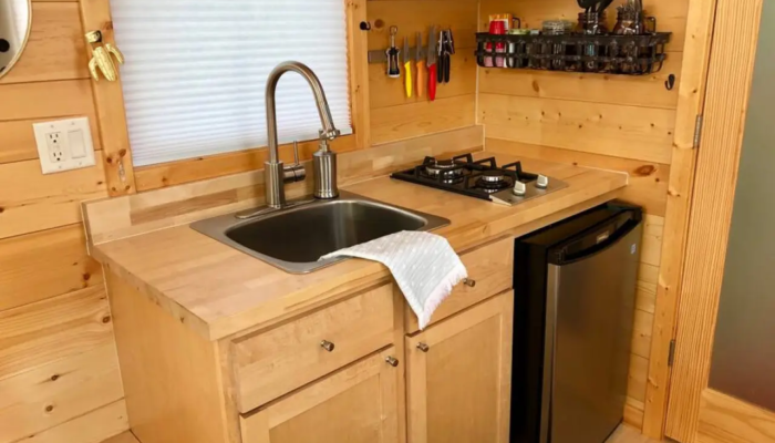 The View Tiny House Rental Kitchen The View Tiny House Rental Kitchen