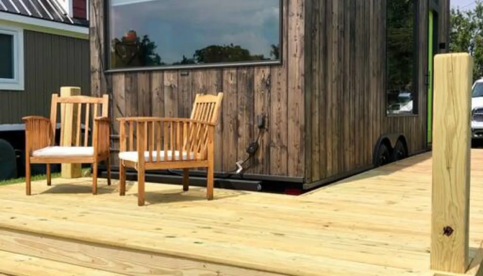 The View Lakeside Patio Deck The View Tiny House Rental Lakeside Patio Deck