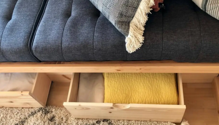 The View Tiny House Rental Sleeper Sofa Storage The View Tiny House Rental Sleeper Sofa Storage