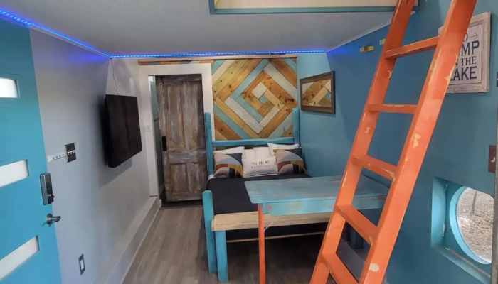 The Sunshine Shack Tiny House Rental Living area The Sunshine Shack Tiny House Rental Living area