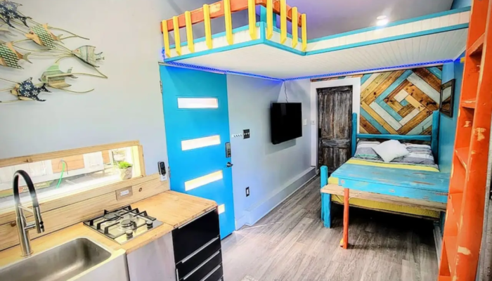 The Sunshine Shack Tiny House Rental Living area The Sunshine Shack Tiny House Rental Living area