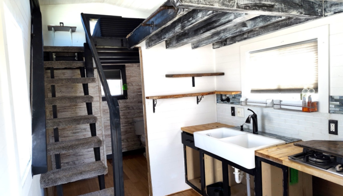 Tiny house kitchen with double farmhouse sink and butcher block countertops Orlando Tiny house kitchen with double farmhouse sink and butcher block countertops Orlando