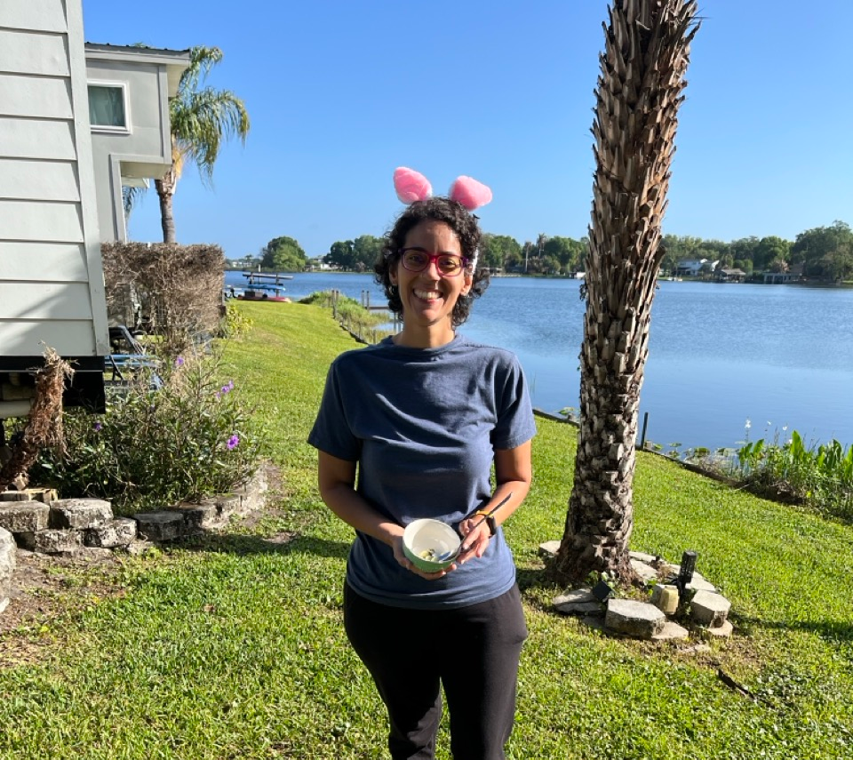 Easter Bunny delivering chocolate eggs Tiny Town community