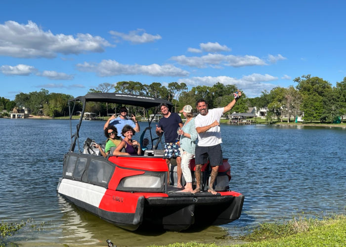 Pontoon boat ride lakefront Orlando community Pontoon boat ride lakefront Orlando community