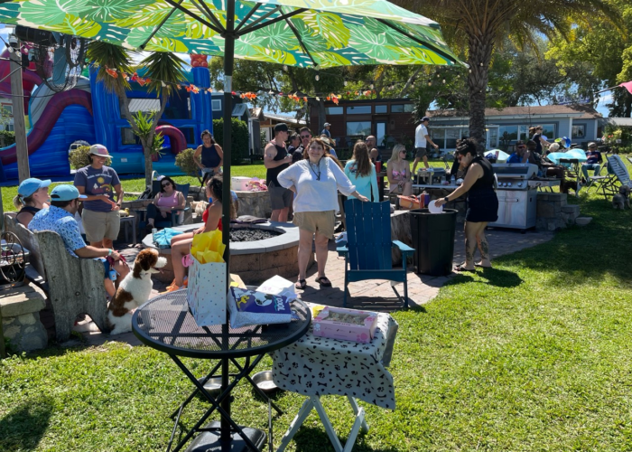 Grilling and social gathering tiny house residents Grilling and social gathering tiny house residents